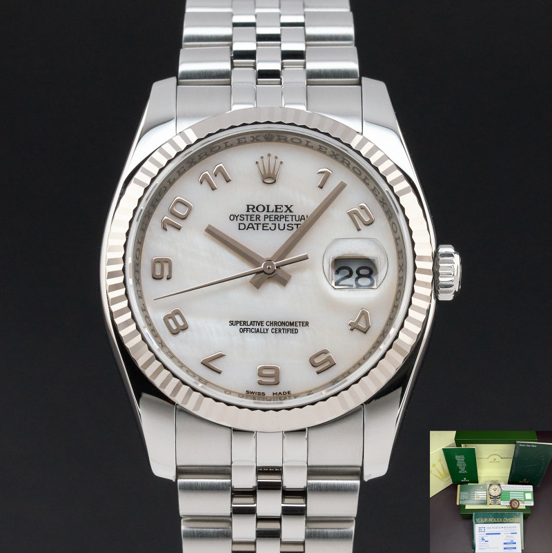 Rolex Datejust, 116234, 36mm, 2006, Steel, Silver MOP Arabic dial, Fullset, 1y warranty