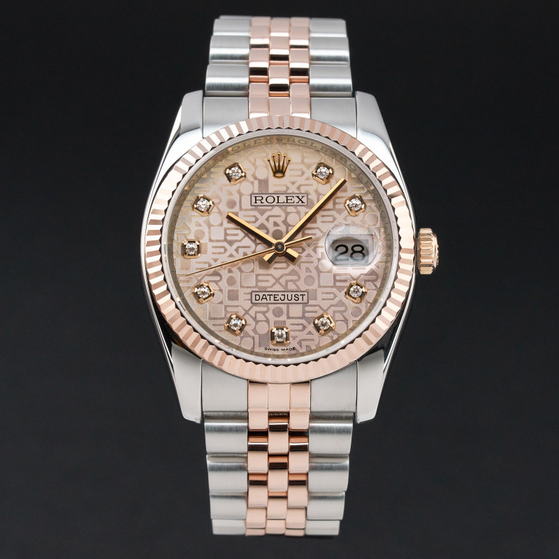 Rolex Datejust, 116231, 36mm, 2010, Two-Tone, Pink Jubilee Diamond dial, Fullset, 1y warranty