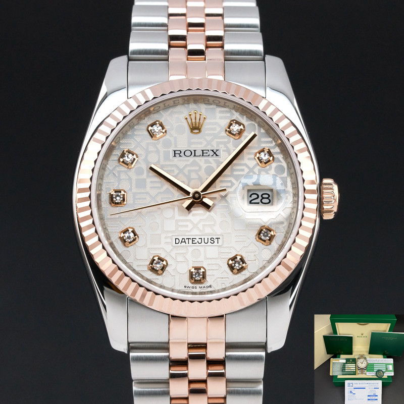Rolex Datejust, 116231, 36mm, 2013, Two-Tone, Silver Jubilee Diamond dial, Fullset, 1y warranty