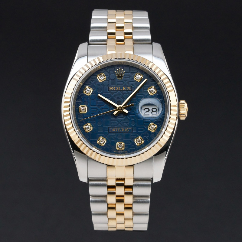 Rolex Datejust, 116233, 36mm, 2010, Two-Tone, Blue Jubilee Diamond dial, Fullset, 1y warranty