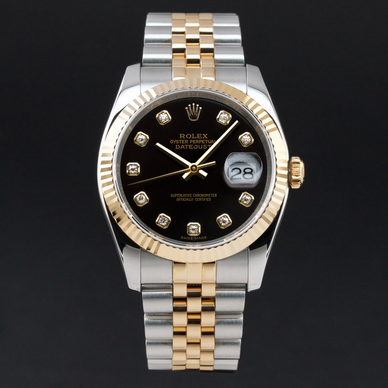 Rolex Datejust, 116233, 36mm, 2021, Two-Tone, Black Diamond dial, Fullset, 1y warranty