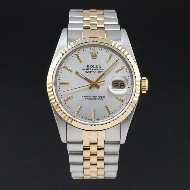 Rolex Datejust, 16233, 36mm, 1988, Two-Tone, Silver dial, Fullset, 1y warranty