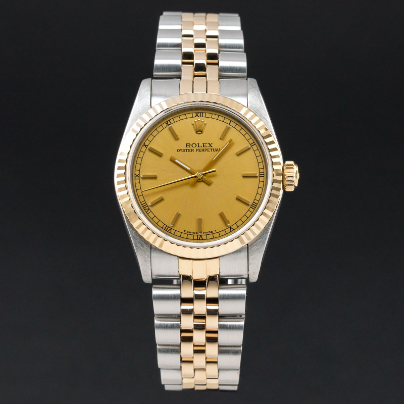 Rolex Oyster Perpetual, 67513, 31mm, 1988, Two-Tone, Champagne dial, Fullset, 1y warranty
