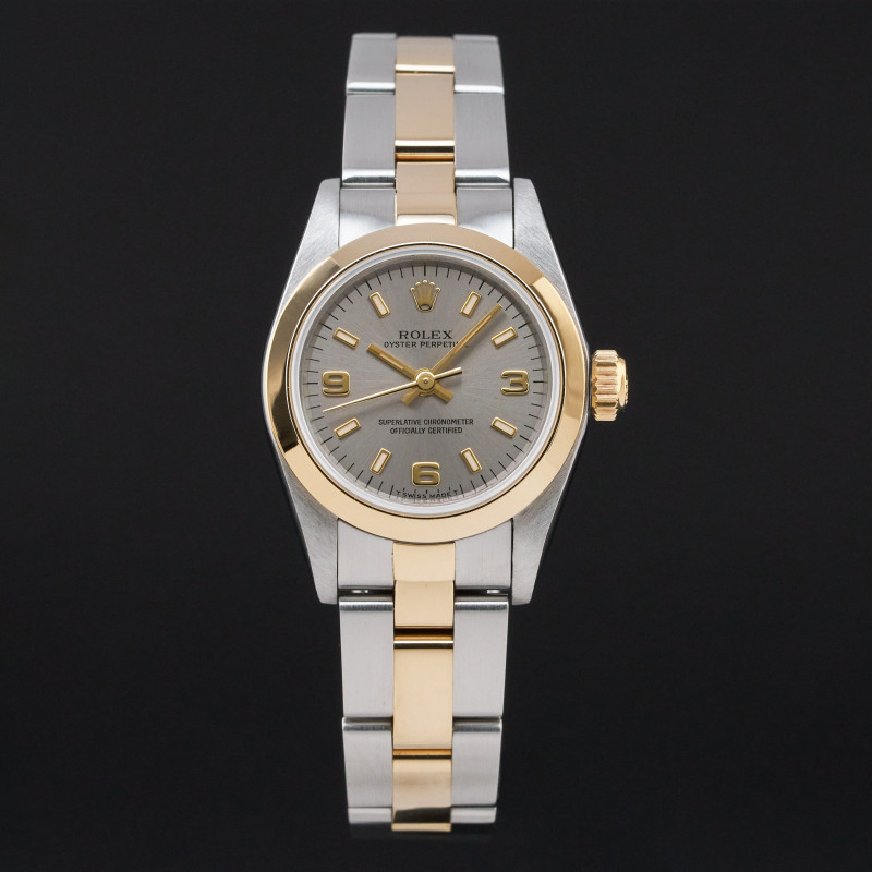 Rolex Oyster Perpetual Lady, 67183, 26mm, 1993, Two-Tone, Grey Arabic dial, Fullset, 1y warranty