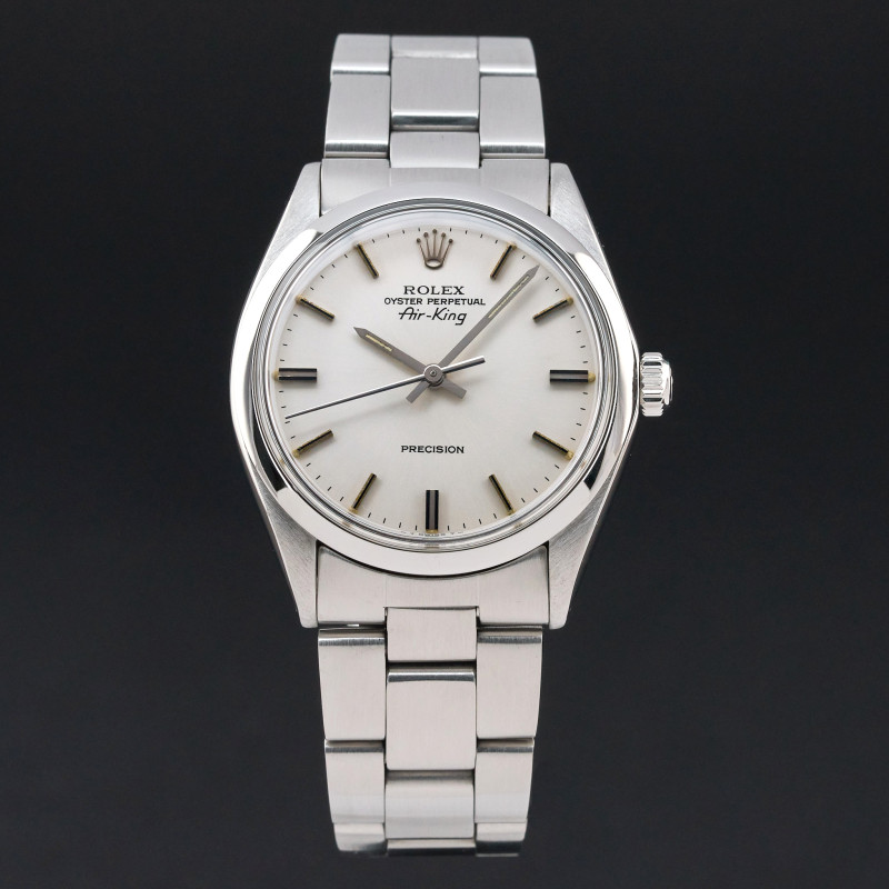 Rolex Air King, 5500, 34mm, 1982, Steel, Silver dial, Fullset, 1y warranty