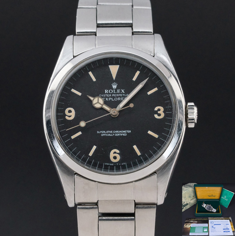Rolex Explorer RARE, 5504, 36mm, 1959, Steel, Black Arabic dial, Box, 1y warranty