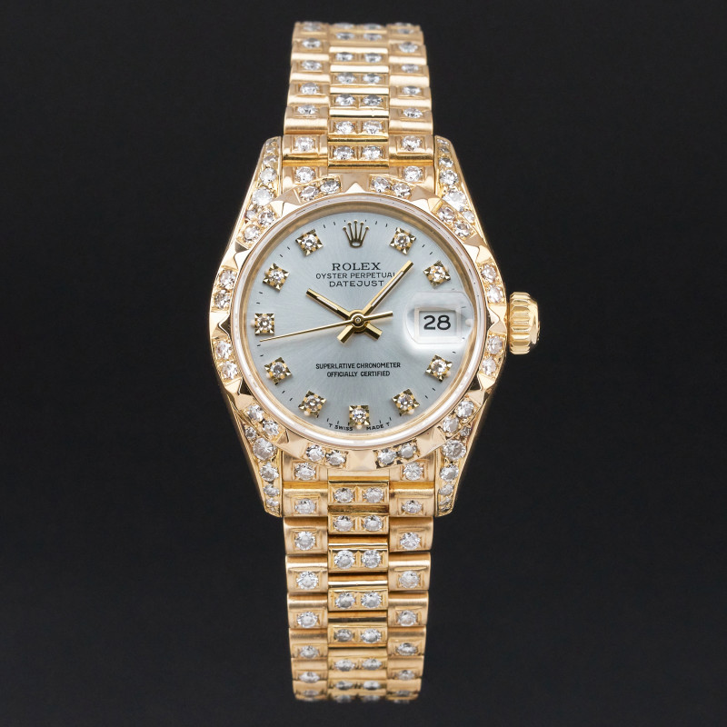 Rolex Lady Datejust, 69178, 26mm, 1993, Yellow gold, Silver Small Diamond dial, Fullset, 1y warranty