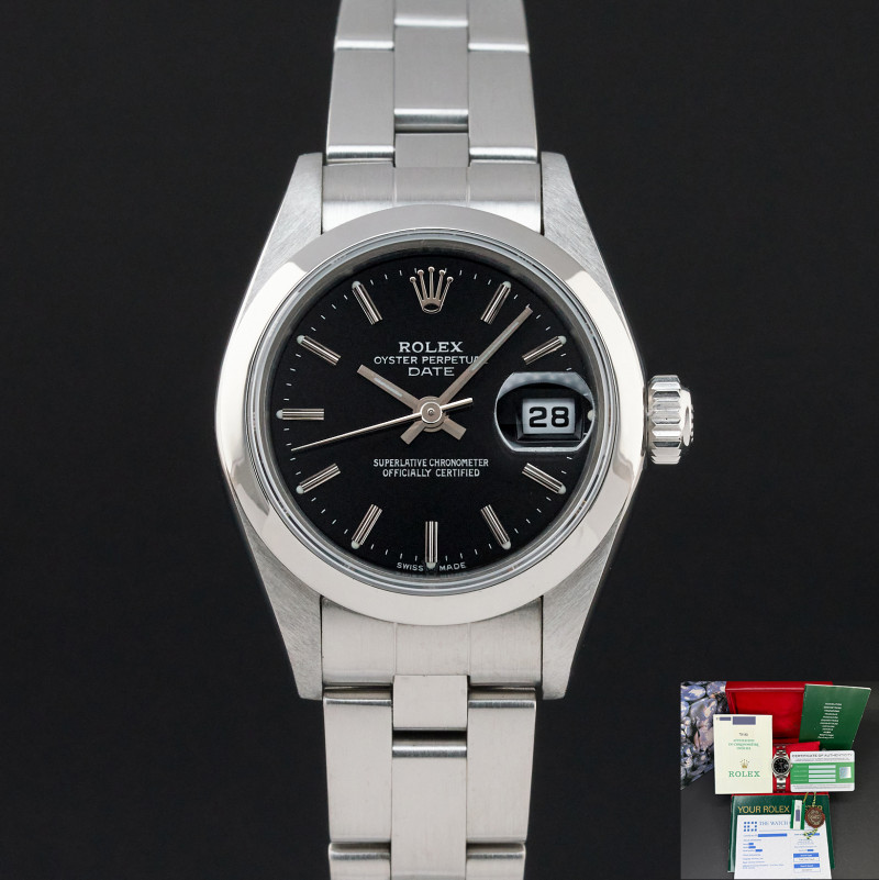 Rolex Oyster Perpetual Lady Date, 79160, 26mm, 2000, Steel, Black dial, Fullset, 1y warranty