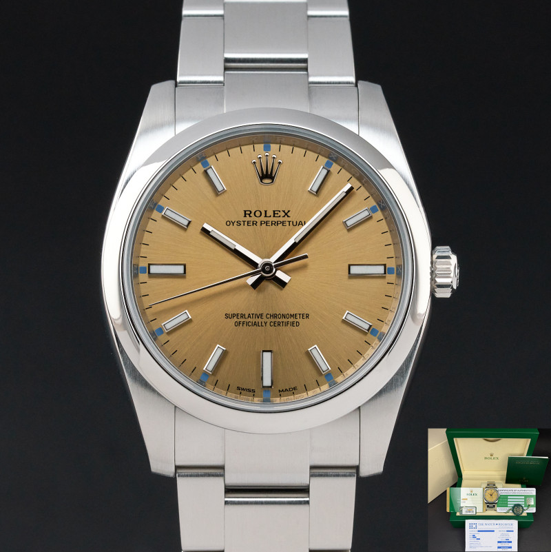 Rolex Oyster Perpetual, 114200, 34mm, 2016, Steel, White Grape dial, Fullset, 1y warranty