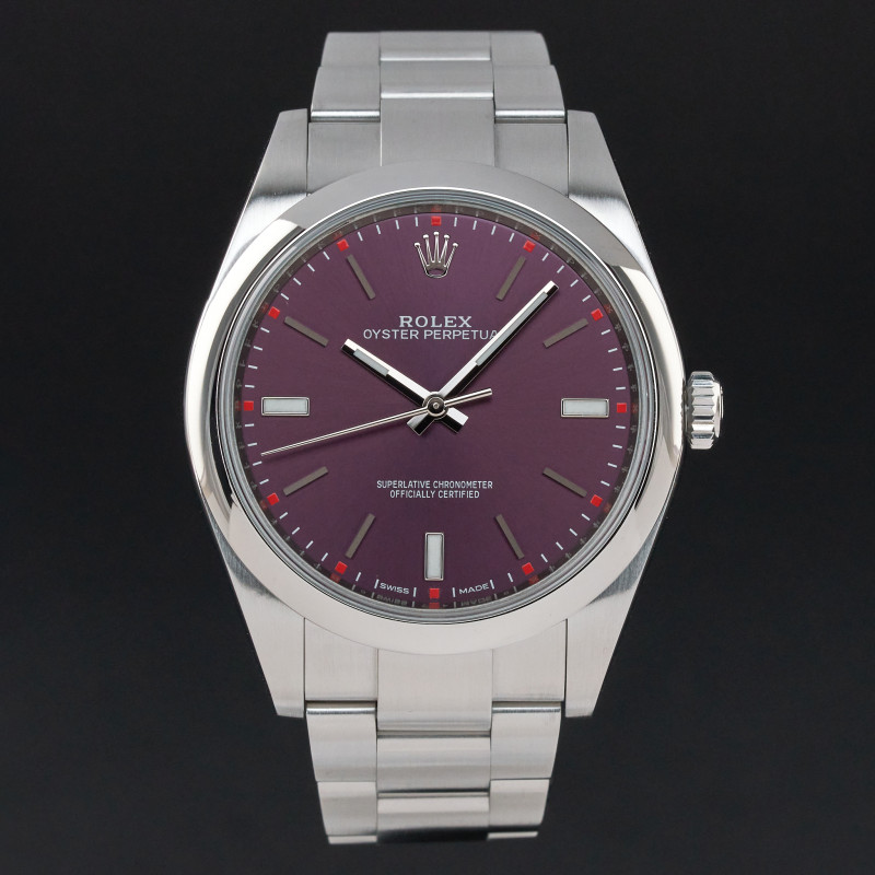 Rolex Oyster Perpetual, 114300, 39mm, 2016, Steel, Red Grape dial, Fullset, 1y warranty