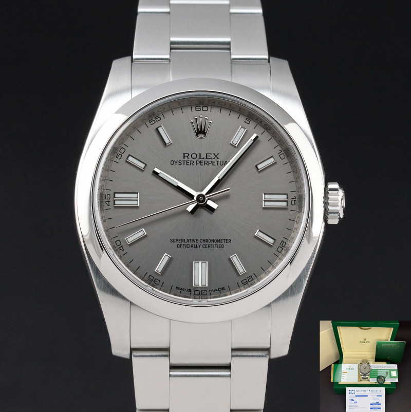 Rolex Oyster Perpetual, 116000, 36mm, 2017, Steel, Grey dial, Fullset, 1y warranty